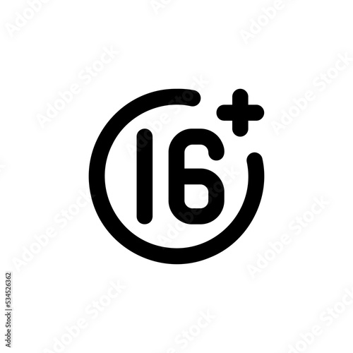 Under 16 not allowed sign. Number eighteen in black circle