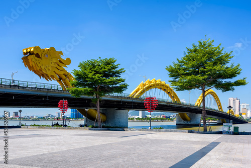 View of Dragon Bridge over the Han River in Da Nang city, Vietnam.	