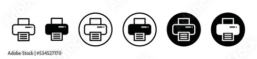 Print icon vector set. Printer symbol silhouette