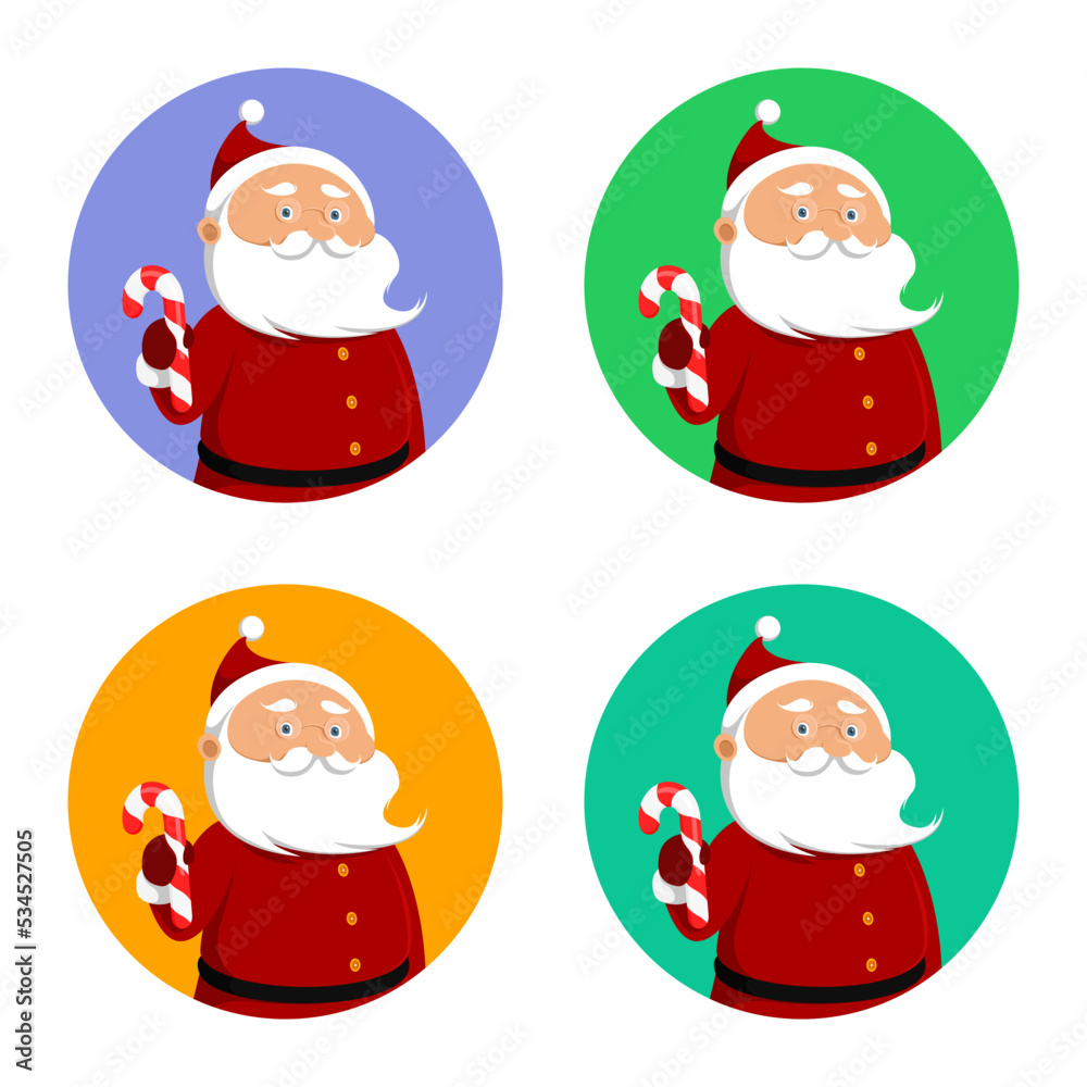 Santa Claus with candy cane. Vector illustration. Stock Vector | Adobe