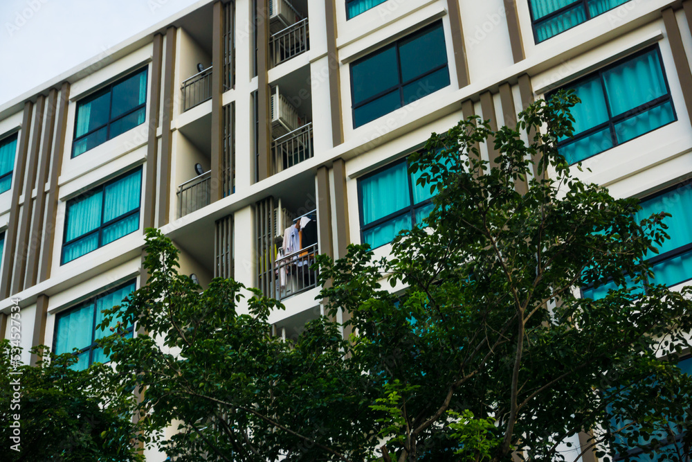 Modern condominium building glass window low rise real etate Modern condominium building glass window low rise real etate