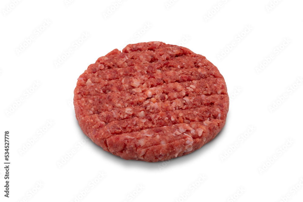 Raw hamburger isolated on white, clipping path Raw hamburger isolated on white, clipping path