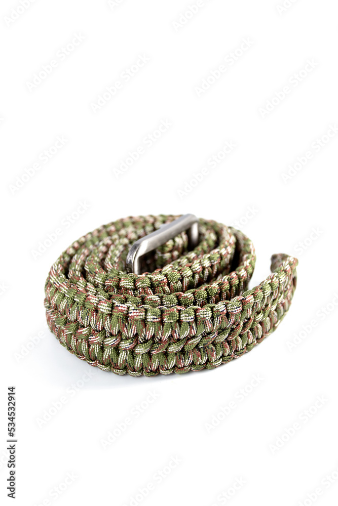 Isolated photos of military paracord belt Isolated photos of military paracord belt