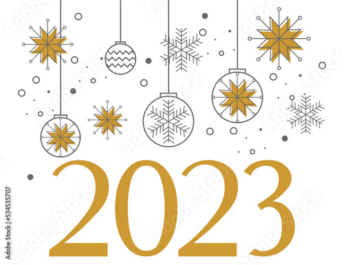 Happy new year 2023 logo design. new year background with snowflakes