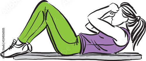 woman doing exercises fitness sports concept healthy lifestyle vector illustration