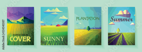 Green Rice Field background Design Template