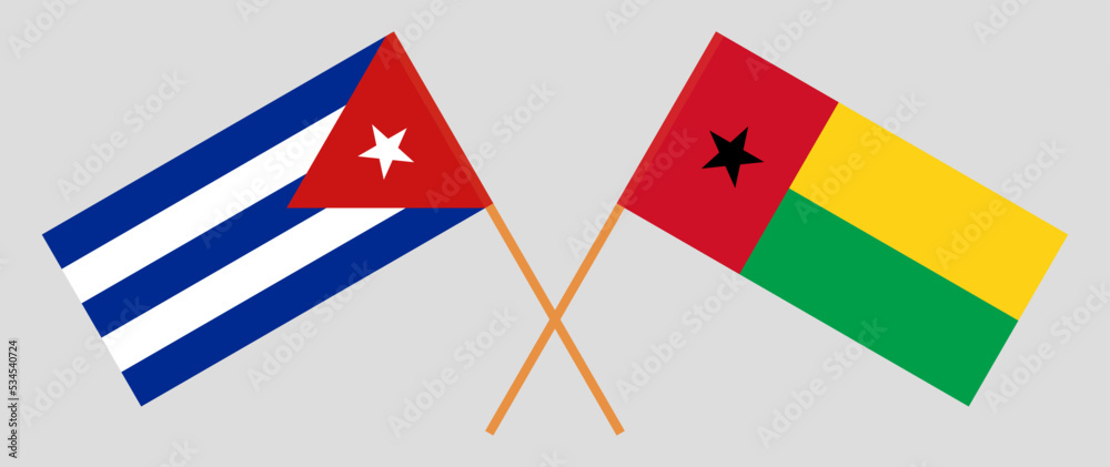 Crossed flags of Cuba and Guinea-Bissau. Official colors. Correct proportion Crossed flags of Cuba and Guinea-Bissau. Official colors. Correct proportion