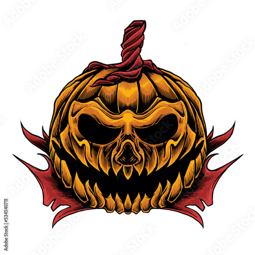 scary halloween pumpkin pumpkin vector illustration