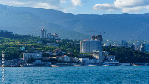 Yalta, Crimea. Seascape overlooking the city's coastline.