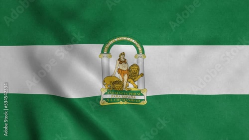 Andalusian flag, Spain, waving in the wind, realistic background photo