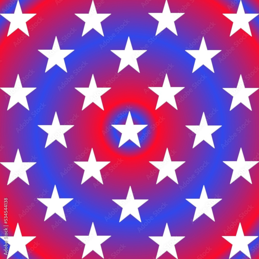 Seamless star pattern on blue and red colour for decoration 