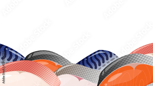 魚の切り身のフレーム_イラスト_16:9