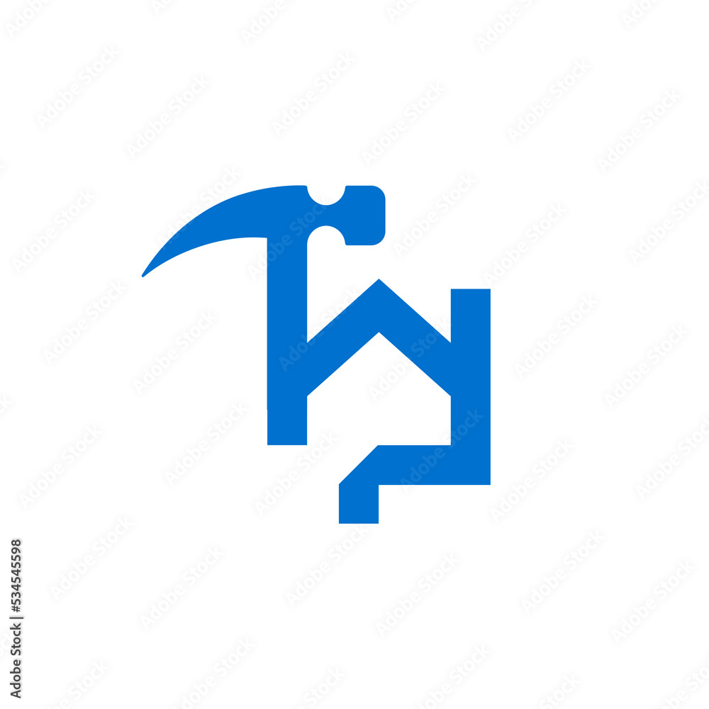 House Home with Hammer Tool Logo Design Vector House Home with Hammer Tool Logo Design Vector