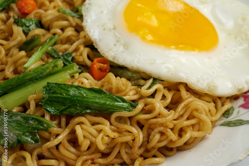 instant noodle dish with close-up shot
