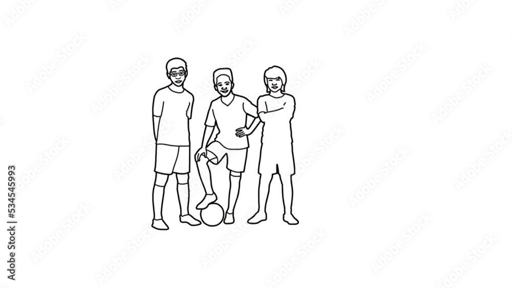 team players with football sketch and 2d animation team players with football sketch and 2d animation