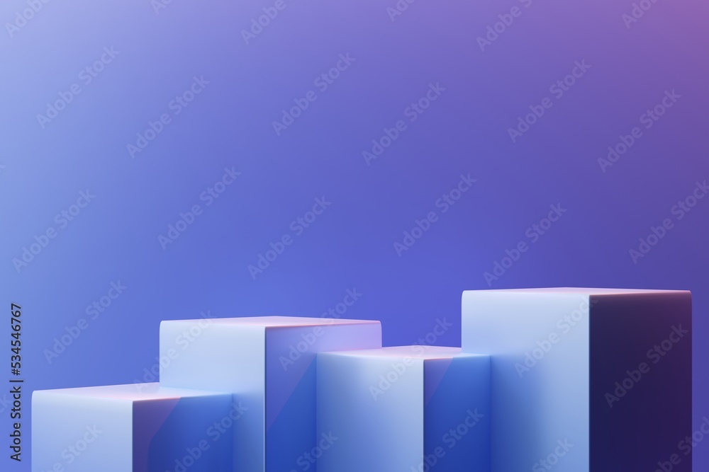 Empty podiums on a pink and blue background, 3d render Empty podiums on a pink and blue background, 3d render