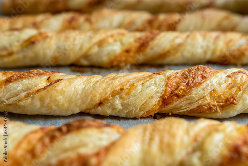 freshly baked, crispy, puff pastry sticks. Perfect for a party.