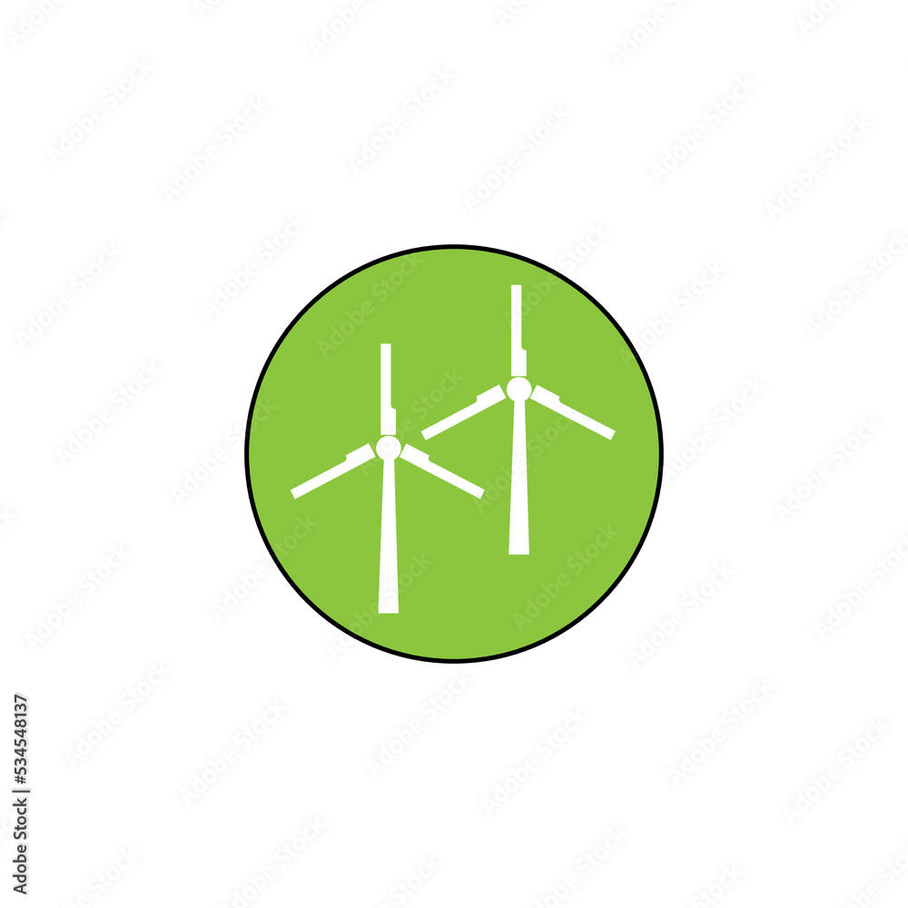 wind turbine icon on green button wind turbine icon on green button
