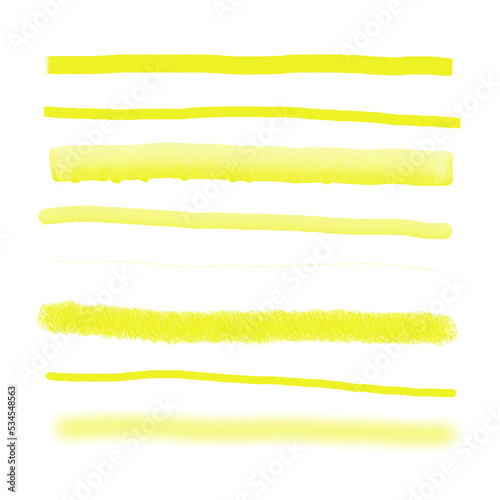 Isolated yellow multi media brushstrokes