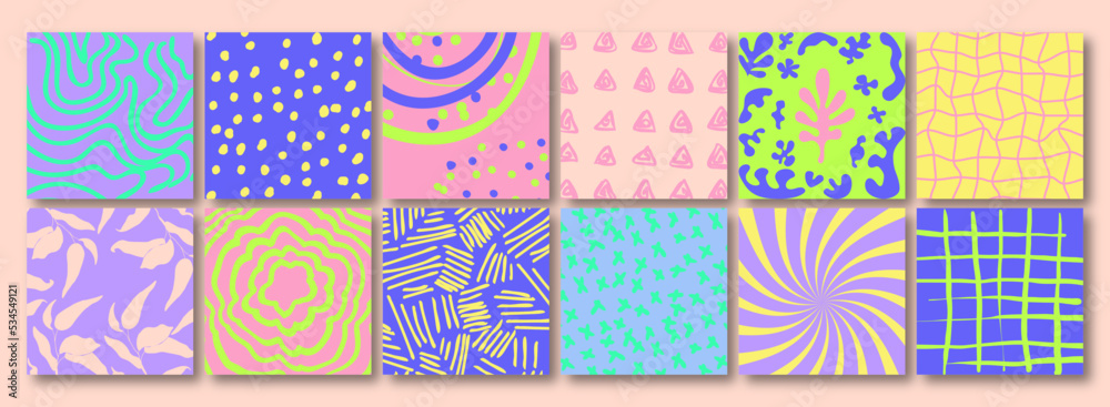 Retro Neon Groovy social media backgrounds. 70's, 80s Vibes. Trendy 90s, Y2k aesthetic. Abstract collage set Matisse inspired with scribbles curves. minimalist geometric silhouette composition. Retro Neon Groovy social media backgrounds. 70's, 80s Vibes. Trendy 90s, Y2k aesthetic. Abstract collage set Matisse inspired with scribbles curves. minimalist geometric silhouette composition.