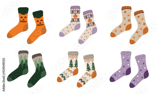 Set of cute halloween and autumn socks