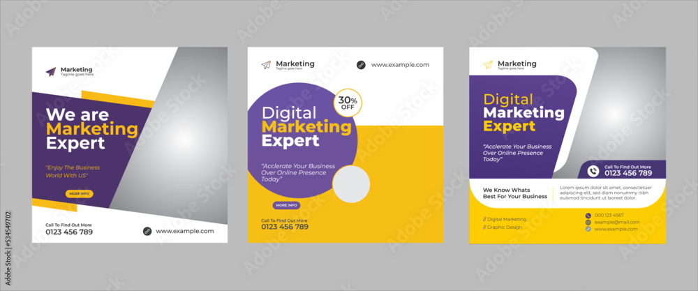 Social media post template design and vector. Professional business post marketing template. Digital marketing post design template.