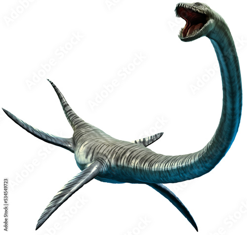 Elasmosaurus from the Cretaceous era 3D illustration	 photo