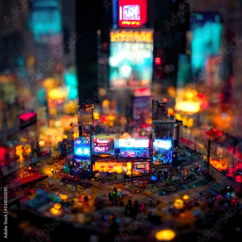 Illustration of a tilt-shift isometric view of a city