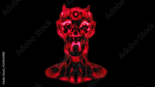 Illustration and render of a demon or a demonic entity
