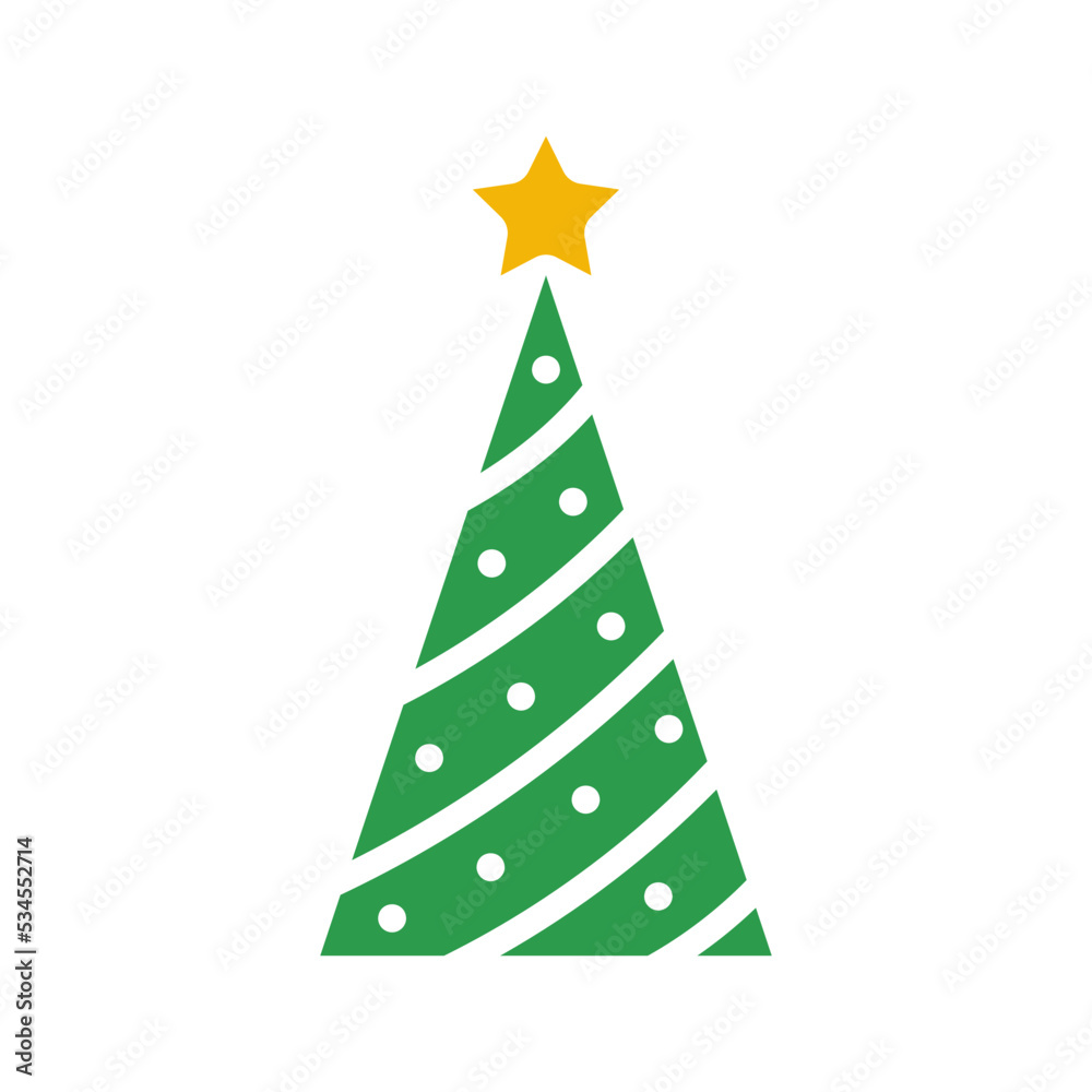 Árbol de navidad con estrella. Ilustración vectorial