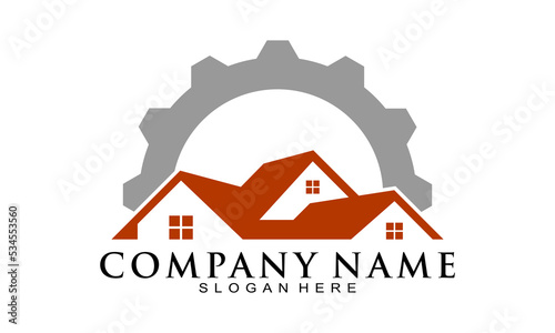 House repair illustration vector logo
