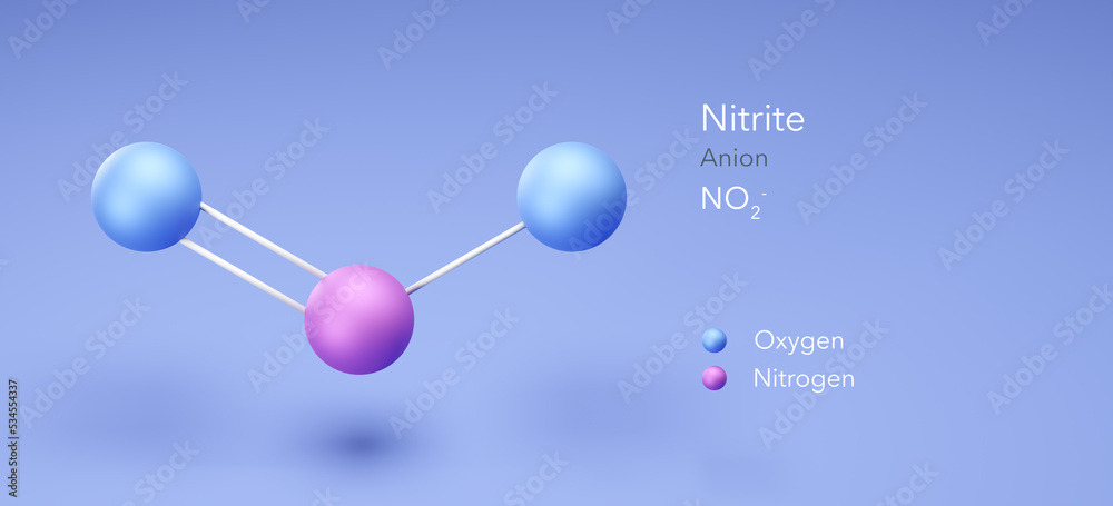 nitrite, molecular structures, ion, 3d model, Structural Chemical ...