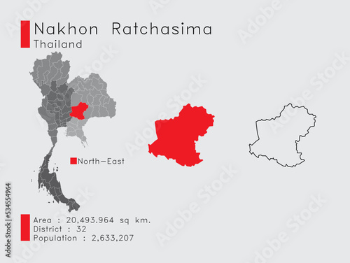 Canvastavla Nakhon Ratchasima Position in Thailand A Set of Infographic Elements for the Province