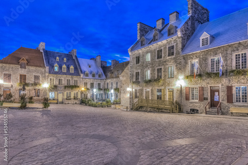 Quebec city old town, Place Royale at dawn.