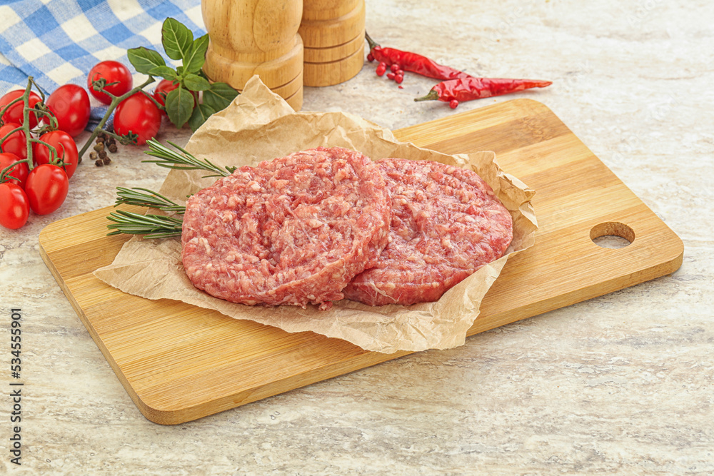 Raw pork cutlet for burger Raw pork cutlet for burger