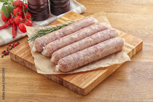 Raw pork sausages for grill