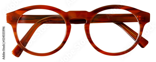 isolated front view of brown men's glasses on white background photo