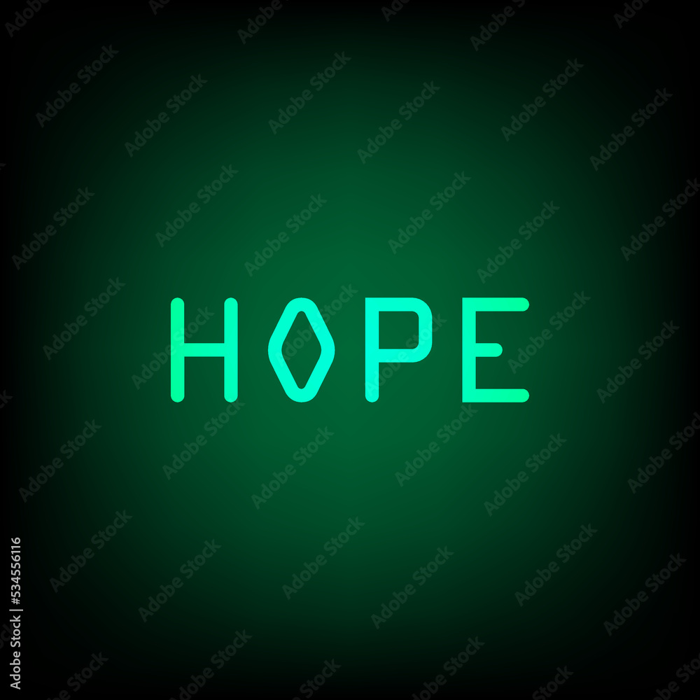 Word hope isolated on green background. vector Illustrator. Word hope isolated on green background. vector Illustrator.