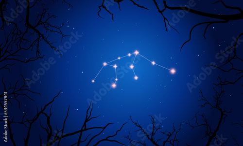 night sky with stars  constellation scheme Aquarius  zodiac sign