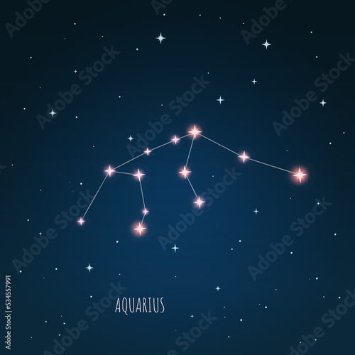 night sky with stars, constellation scheme Aquarius, zodiac sign