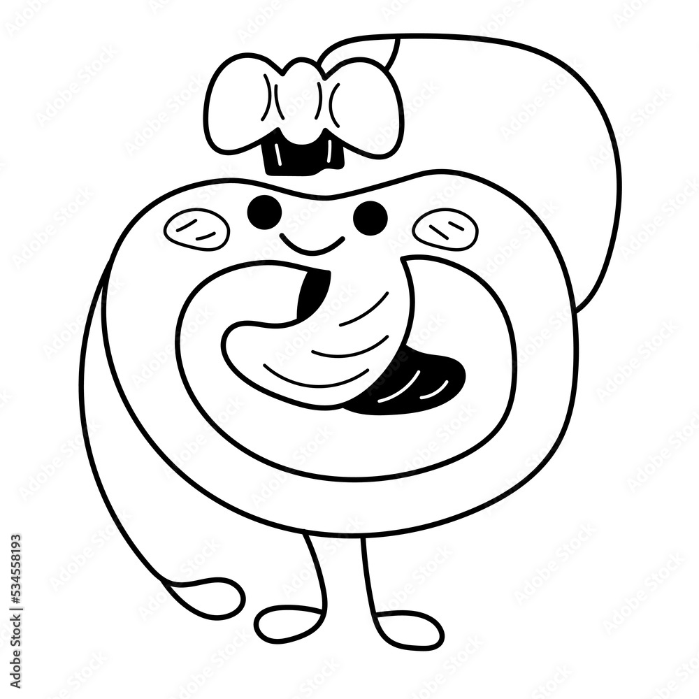 Pretzel cute1. A cute smiling pretzel with a chef's hat. Cartoon vector black and white illustration. Pretzel cute1. A cute smiling pretzel with a chef's hat. Cartoon vector black and white illustration.