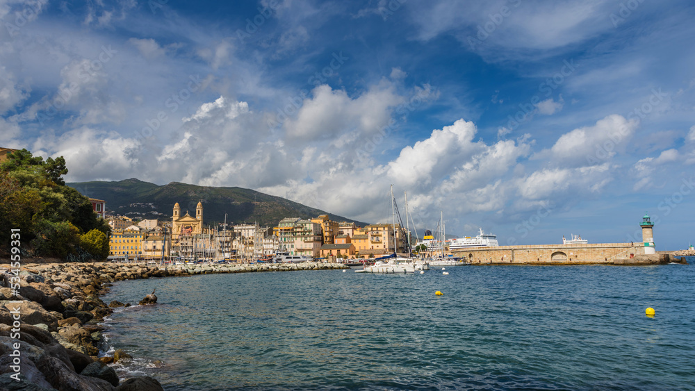 Old town and port of Bastia on Corsica, France