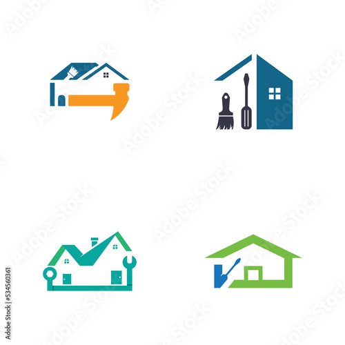 vector logo design illustration construction, home improvement and building logo design template