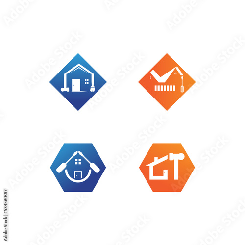 vector logo design illustration construction, home improvement and building logo design template