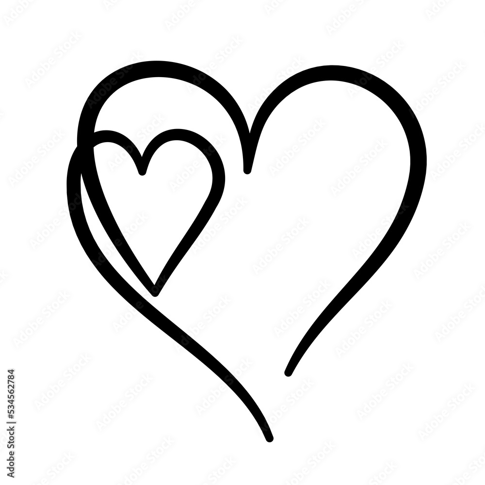 Line art heart with black thin line. PG with transparent background. Line art heart with black thin line. PG with transparent background.