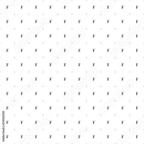 Square seamless background pattern from black franc symbols are different sizes and opacity. The pattern is evenly filled. Vector illustration on white background