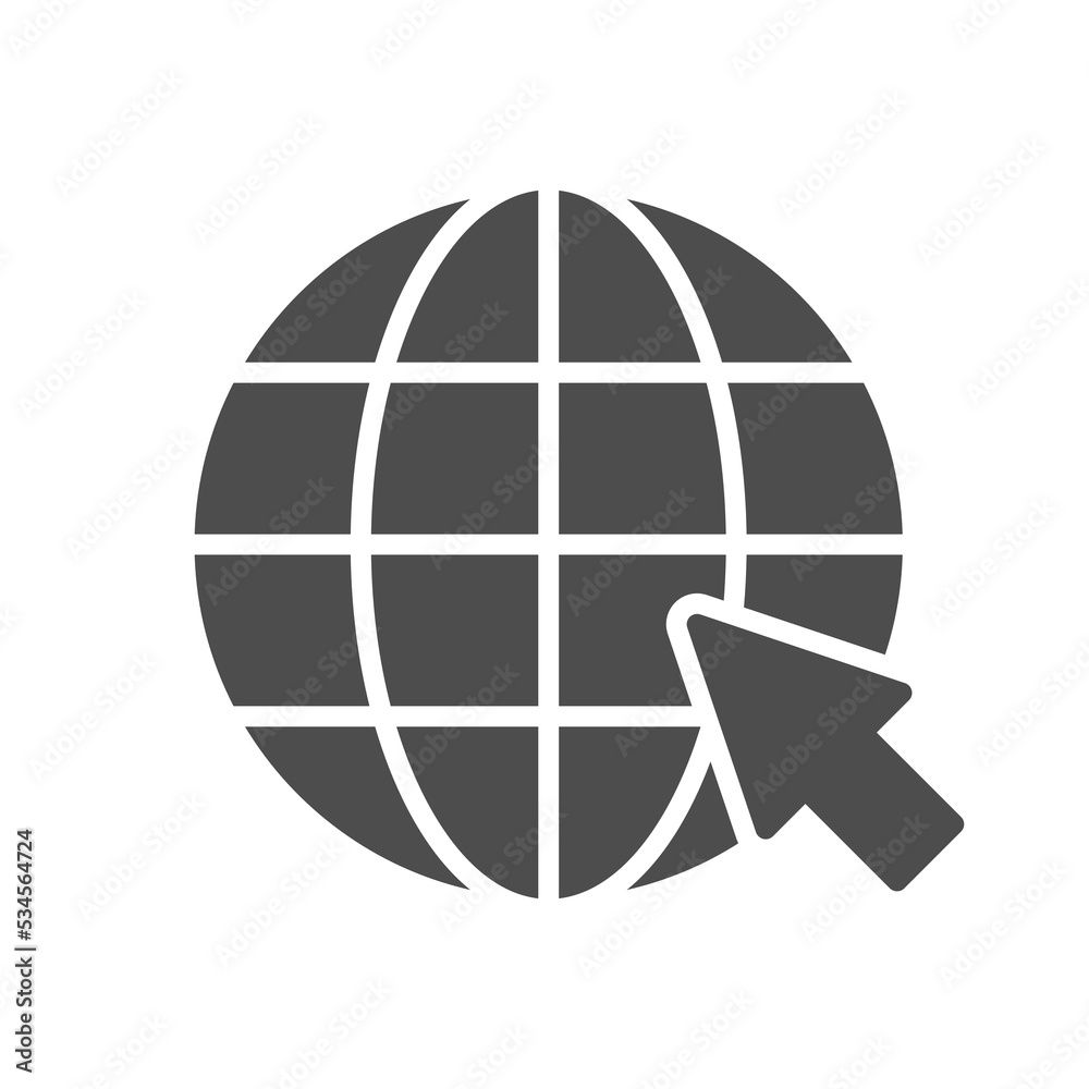 World with computer arrow glyph icon World with computer arrow glyph icon