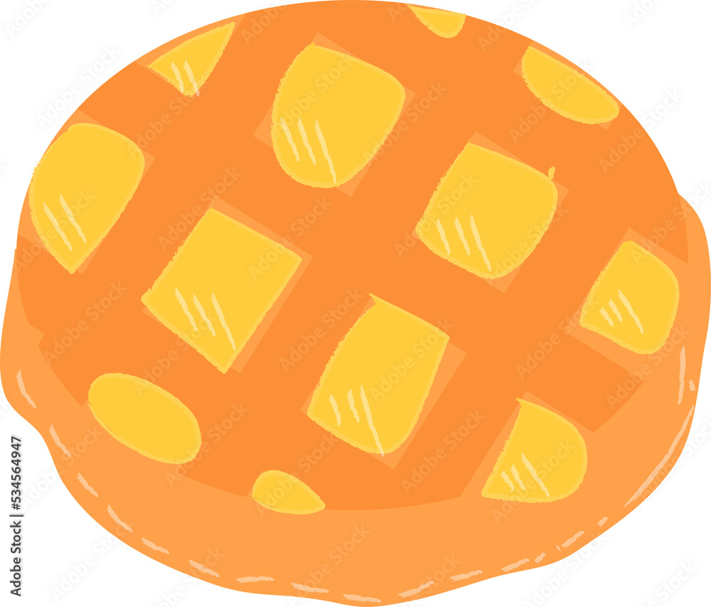Pineapple Bun, illustration in a cartoon style. Logo for cafes