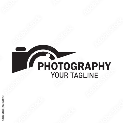 photography camera logo icon vector design template isolated on black background