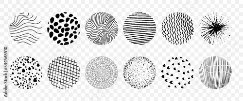 A set of abstract round doodle elements on a transparent background